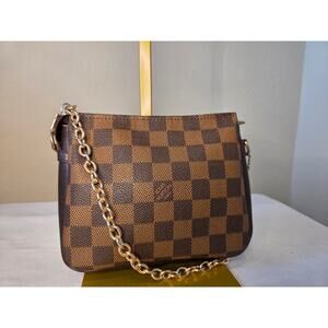 SOLD Louis Vuitton Damier Ebene Trousse Shoulder Bag with Chain Vintage LV
